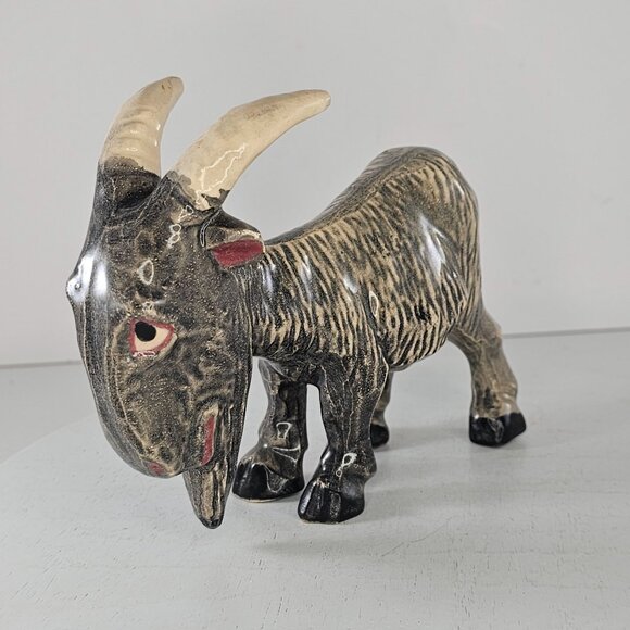 Ceramic Oscar The Billy Goat Figurine Gray Painted - Picture 4 of 9